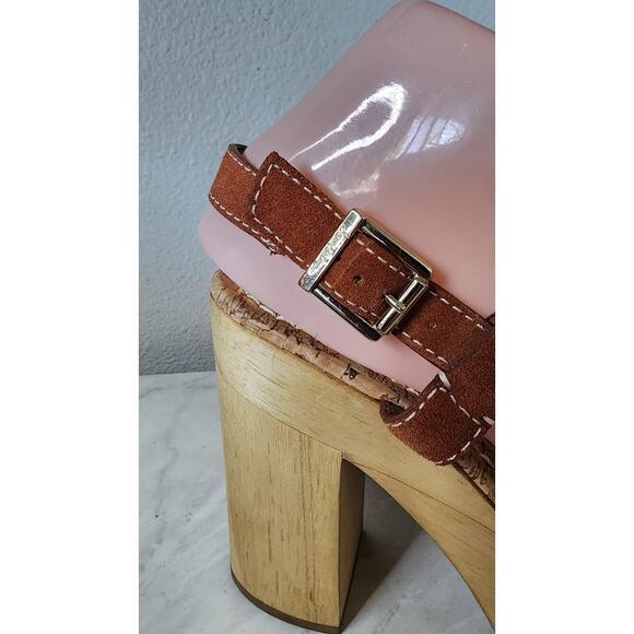 Sam Edelman Mae Saddle Suede Platform Chunky Heel Sandals Brown Spice Size 7M - Picture 4 of 12